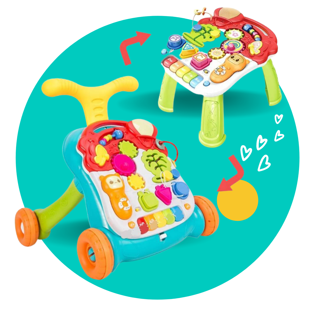 2-in-1 Baby Walker & Musical Table Toy